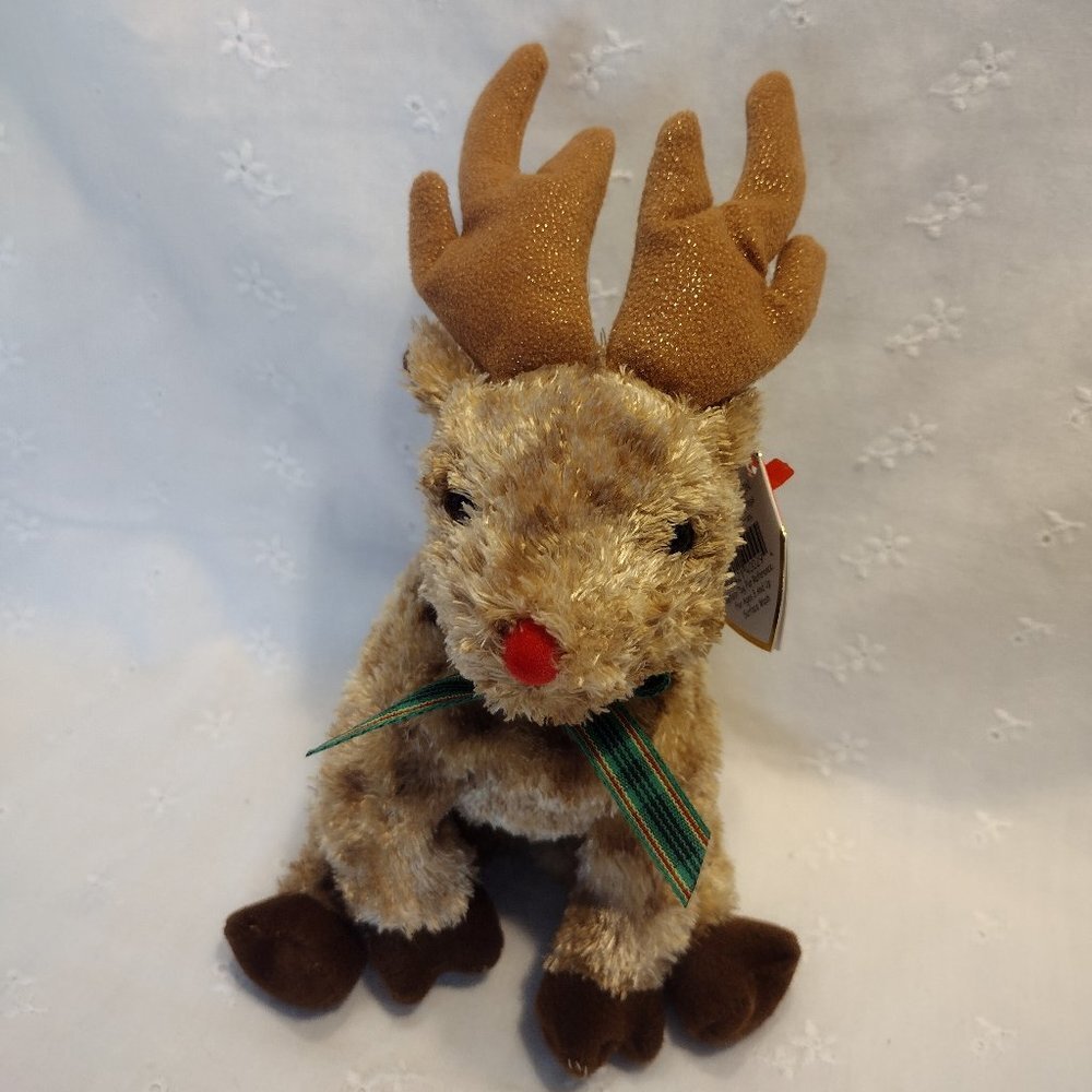 "Rudy" the Reindeer with a red nose and ribbon excellent condition Christmas